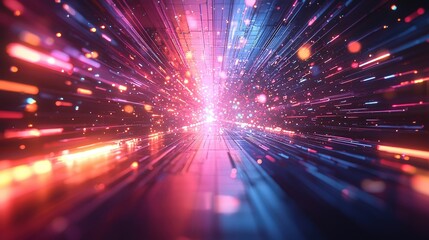 Wall Mural - colorful rays of light in a digital space, creating a stunning dynamic burst effect that conveys ene