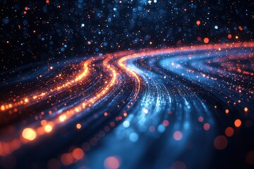 Wall Mural - abstract glowing particles swirling in dynamic motion creating a visually appealing ethereal backgro