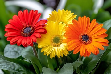 Wall Mural - Colorful spring flowers in full bloom, with vibrant petals and lush green foliage. A garden filled with various blossoms, including tulips, daisies, violets, lavender, and more, creating an