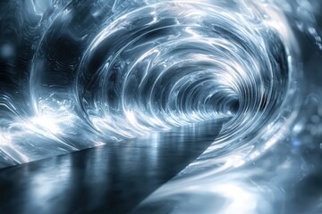 Wall Mural - enigmatic light tunnel with swirling patterns and striking reflections in a futuristic scene for abs