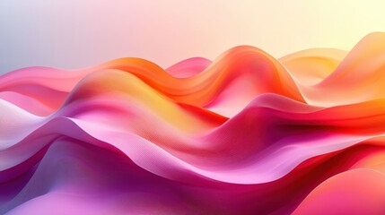 Wall Mural - colorful abstract waves with smooth curves and gradients in vibrant shades of pink, orange, and soft