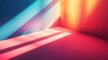 Wall Mural - colorful geometric wall and floor composition with vibrant shadows and light reflections in a modern