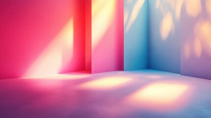 Wall Mural - vibrant abstract background with colorful light and shadow effects in modern interior space design