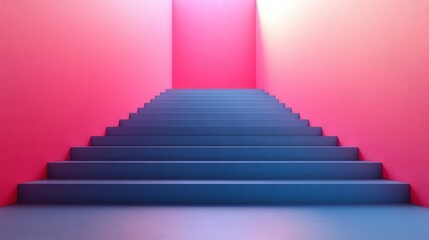 Wall Mural - colorful staircase design with gradient walls creating a modern and abstract atmosphere for interior