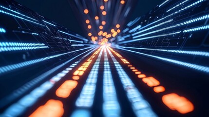 Digital illustrations in blue highlight computer codes and futuristic web designs, defining a future where technology converges with business in digital landscapes