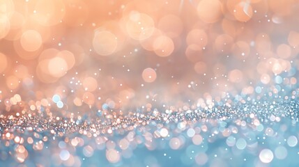 Canvas Print - soft, sparkly, peach and blue bokeh background.