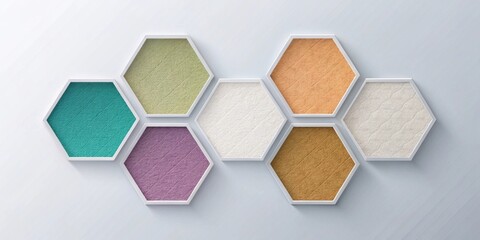 Wall Mural - abstract hexagonal panels with textured surfaces and subtle color variations