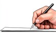 © Thanyarat - a 2D cartoon illustration of a person writing a letter by hand, thoughtful and traditional, white background