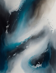 Wall Mural - splash - abstract dark blue and black waves background - Generative AI