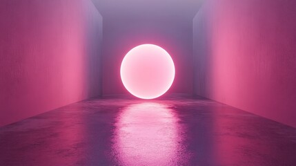 Wall Mural - a glowing sphere at the end of a rectangular hallway