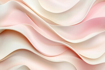Aufkleber - Flowing textures of soft peach and cream in a wavy pattern showcasing gentle gradients and smooth curves. Generative AI