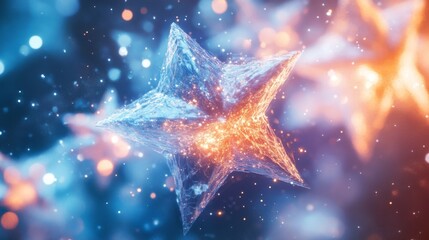 Wall Mural - a sparkling five pointed star floating in a colorful cosmos