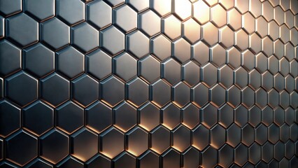 Wall Mural - abstract hexagonal metallic pattern with subtle warm lighting