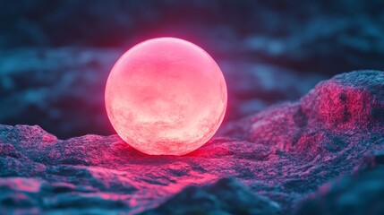 Wall Mural - a glowing sphere rests on a textured and colorful surface