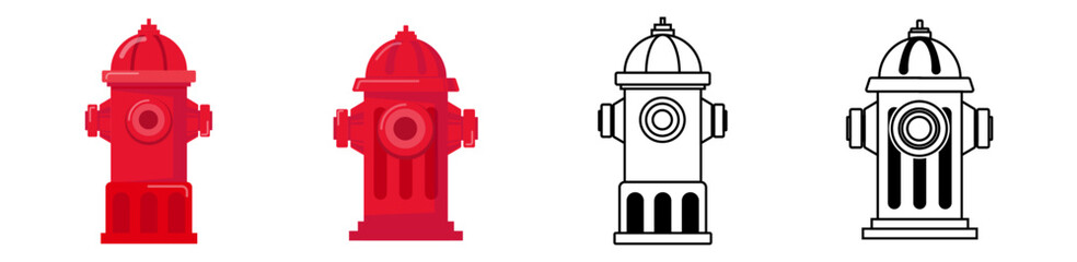 red fire hydrant icon fire fighter hose emergency