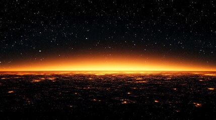 Wall Mural - a beautiful view of starry sky over glowing city lights