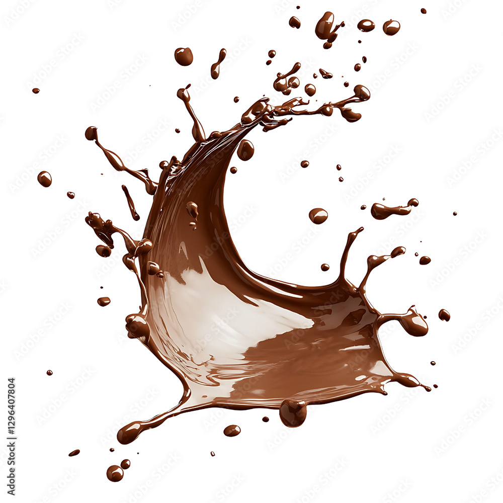 Realistic Chocolate Splash with Dynamic Liquid Motion Isolated on ...