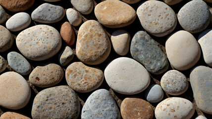Leinwandbilder - a collection of smooth stones of various sizes and colors. the stones are closely packed, creating a textured surface