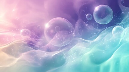 Wall Mural - ethereal abstract art displaying bubbles within swirling colorful atmospheric elements
