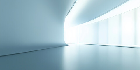 Wall Mural - futuristic abstract background. blue color tone of ceiling and floor. soft smooth light, abstract sh