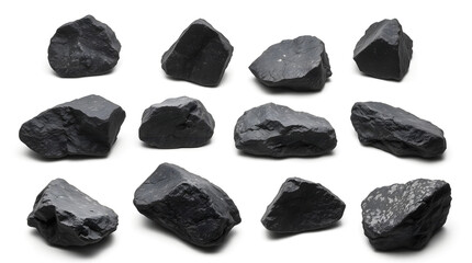 Fototapete - an assortment of dark gray rocks, with various shapes and sizes, scattered