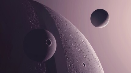 Enigmatic Abstract Planets Set Against a Cosmic Space Background