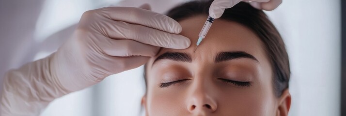 Aufkleber - Woman receiving beauty treatment at a cosmetic clinic for wrinkle reduction and facial rejuvenation. Generative AI