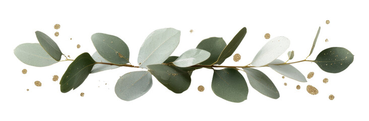 Wall Mural - a watercolor frame depicting flowers, branches, leaves, and adorned with gold elements
