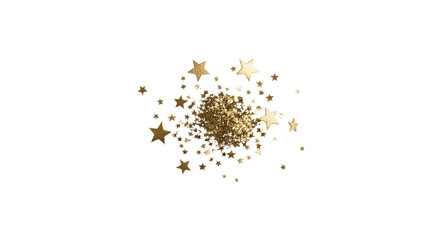 Aufkleber - a festive decoration includes a gold star with sparkling, twinkling, and splattering effects, framed in glitter and surrounded by random sparkles and light effects, ideal for Christmas and birthday
