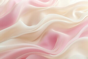 Leinwandbilder - Flowing silk fabric in soft hues of pink and cream showcasing delicate textures and graceful movement. Generative AI
