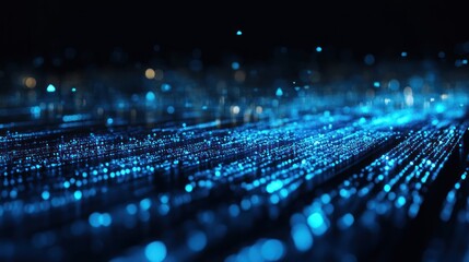 Abstract blue data streams, digital flow, technology background, website header