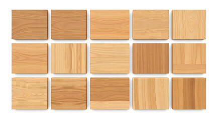 Poster - wooden squares in various shades and textures arranged in a grid pattern