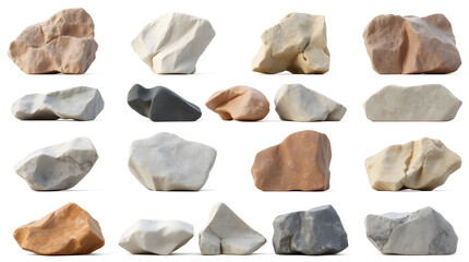 Leinwandbilder - a collection of various stones and rocks, each with unique shapes and textures. These elements, scattered across the view, show a diverse arrangement of geological wonders