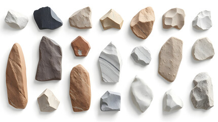 Leinwandbilder - a collection of various stones and rocks with diverse shapes, colors and textures 