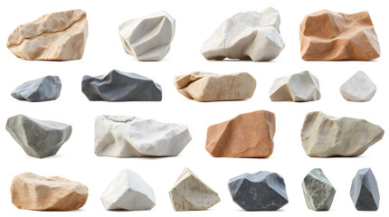 Fototapete - Collection of various stones and rocks with different textures and colors