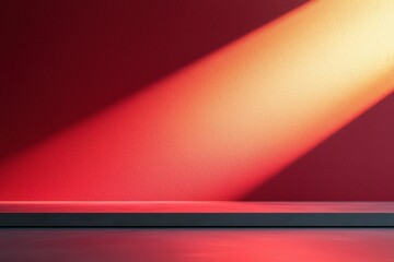 Aufkleber - Empty tabletop on red wall with light beam creating dramatic shadows