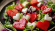 © Sajib - Delicious valentine salad with red heart tomatoes and creamy white mozzarella hearts eat food love