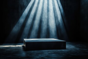 Aufkleber - Spotlight shining on empty stage creating minimalist composition with light and shadow