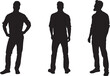 © Curto - vector; silhouette;front, back and side view of same man standing