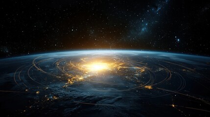 Wall Mural - High-resolution image of earth from space showcasing landmasses and oceans with a black background