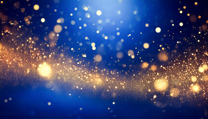 Wall Mural - festive starry sky background with blue light bokeh. new year and christmas concept