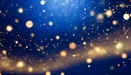 Wall Mural - festive starry sky background with blue light bokeh. new year and christmas concept