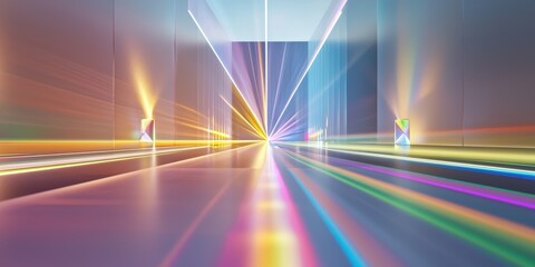 Wall Mural - abstract light refraction background with smooth prism effects, soft glowing hues, and modern optica