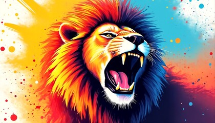  The Two Sides of Pride: Vibrant and Powerful Lion Illustrations.