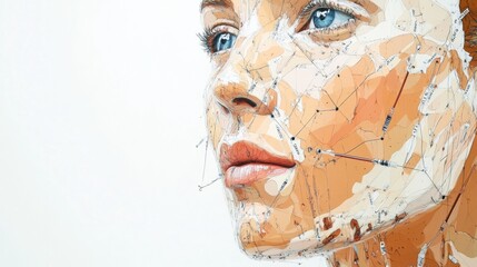 Aufkleber - Detailed medical illustration of female facial anatomy with Botox injection points clearly marked for aesthetic procedures. Generative AI