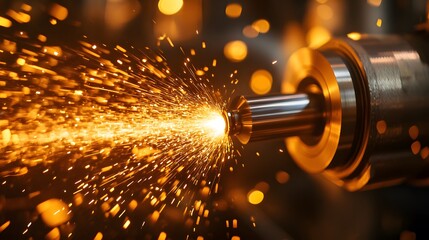 Poster - Close-up View of Metalworking Process with Sparks and Tools