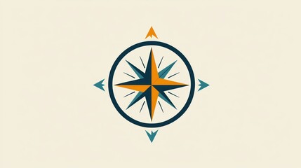 Wall Mural - a clean and modern compass logo design with a circular frame and directional arrows.