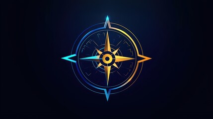 Wall Mural - a clean and modern compass logo design with a circular frame and directional arrows.