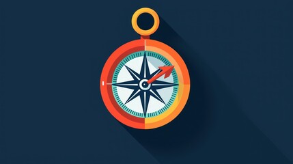 Wall Mural - a colorful flat-design graphic of a compass with an arrow pointing north.