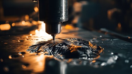 Poster - Intricate Metal Engraving of a Dog's Face with High Precision Tools